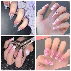 5 Sheet Nail Art Adhesive Stickers, 3D Laser Holographic Flame Nail Art Supplies